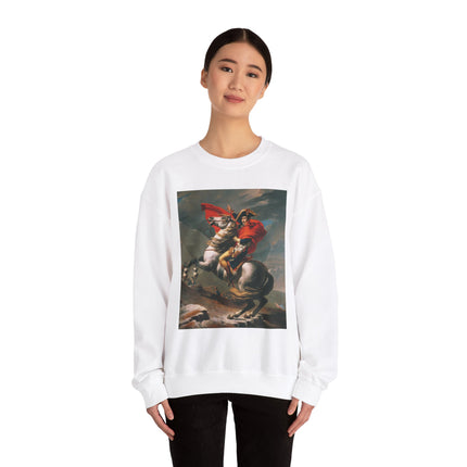 Napoleon Crossing the Alps by Jacques-Louis David Heavy Blend™ Crewneck Sweatshirt