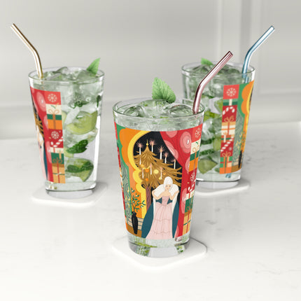 ❤️ The Lady Of The Candlelit Christmas Alcove Pint Glass – Art Deco Holiday Elegance