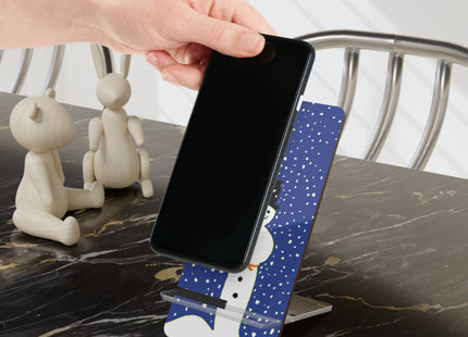 Snowman in Falling Snow Mobile Display Stand for Smartphones