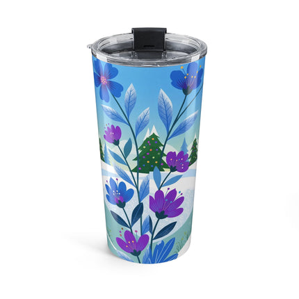 💙🐕 The Lady Of The Winter Blue Garden Tumbler – Art Deco Holiday Elegance