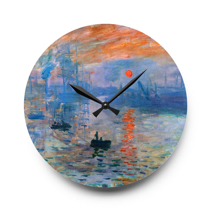 Sunrise by Claude Monet Acrylic Wall Clock, Round and Square