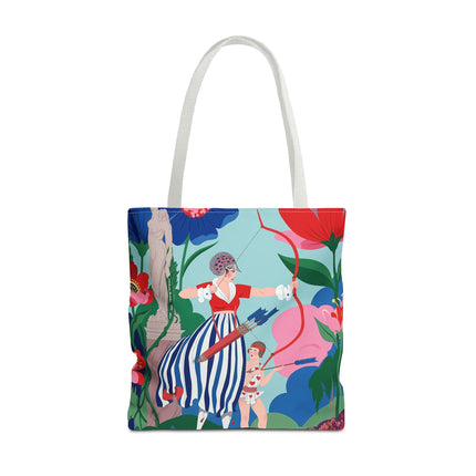 🏹🌺 The Lady Of The Enchanted Garden Archery Tote Bag – Art Deco Floral Adventure