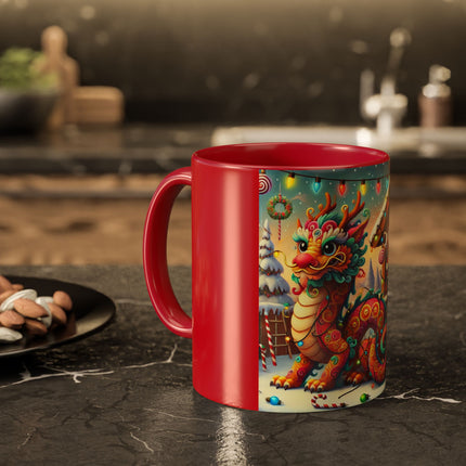 Playful Dragon's Christmas Colorful Mugs (11oz, 15oz)