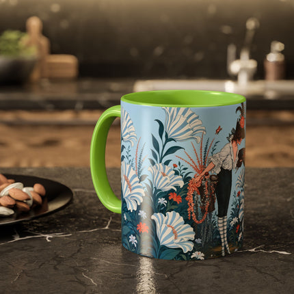🎨💙 The Enchanted Garden Artist Colorful Mug – Art Deco Floral Whimsy