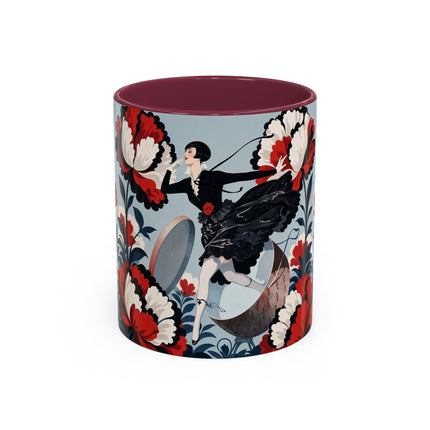❤️🌺 The Scarlet Blossom Dancer Colorful Mug – Art Deco Fashion Whimsy