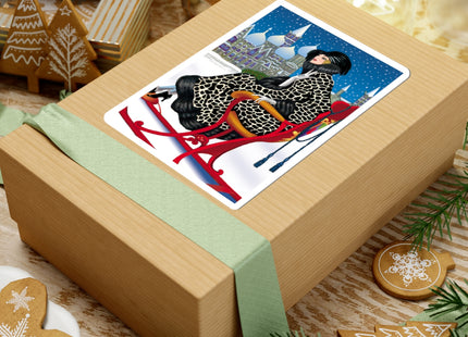 Elegant Winter Woman in Sleigh Kiss-Cut Stickers (4 Sizes)