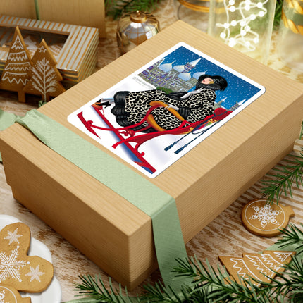 Elegant Winter Woman in Sleigh Kiss-Cut Stickers (4 Sizes)