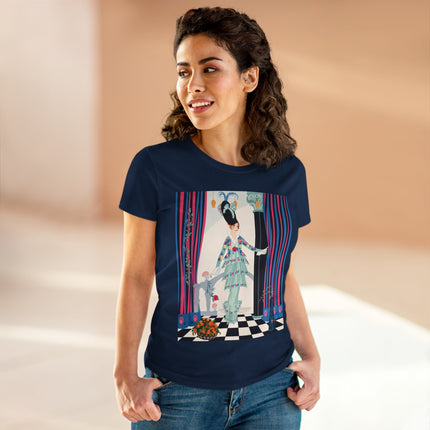 🌸🎭 The Lady Of The Garden Salon Cotton Tee – Art Deco Floral Elegance
