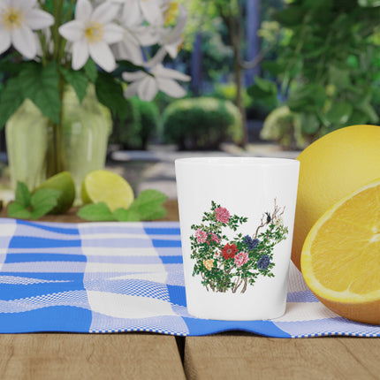 Peonies and Birds by Okamoto Shuki Ceramic Shot Glass