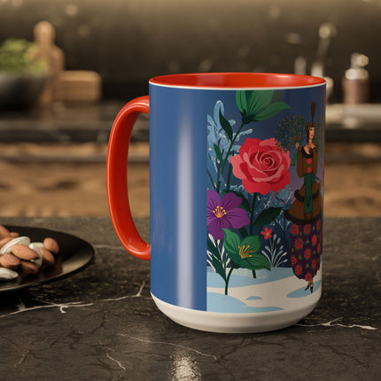 🌹❄️ The Holly Rose Of Winter Colorful Mug – Art Deco Christmas Garden
