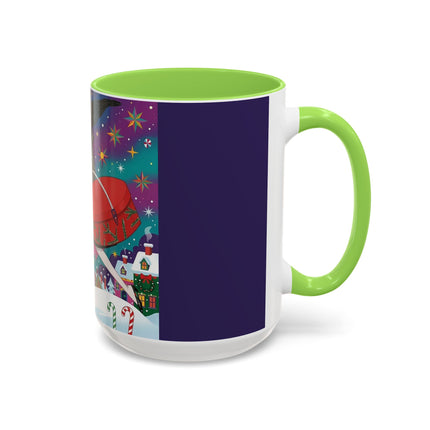 🎁✨ The Lady Of The Christmas Hatbox Colorful Mug – Art Deco Holiday Fantasy