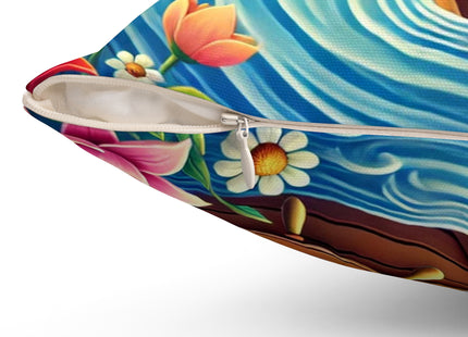 Sailor Kitten’s River Adventure Spun Polyester Square Pillow