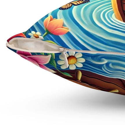 Sailor Kitten’s River Adventure Spun Polyester Square Pillow