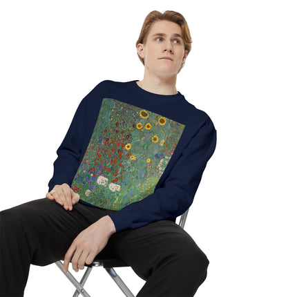 Farm Garden with Sunflowers by Gustav Klimt Unisex Garment-Dyed Sweatshirt