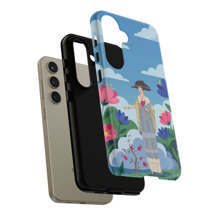 🌸🎩 The Lady Of The Grand Flower Garden Phone Case – Art Deco Fashion Illustration