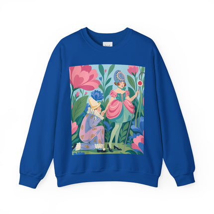 🌸🎭 The Garden Masquerade Crewneck Sweatshirt – Art Deco Floral Whimsy