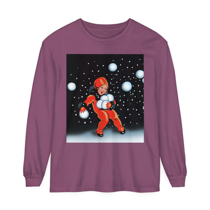 Festive Snowball Unisex Garment-dyed Long Sleeve T-Shirt