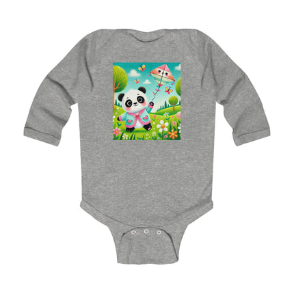 Breezy Meadow Playtime Baby Long Sleeve Bodysuit – Panda Kite Spring Design