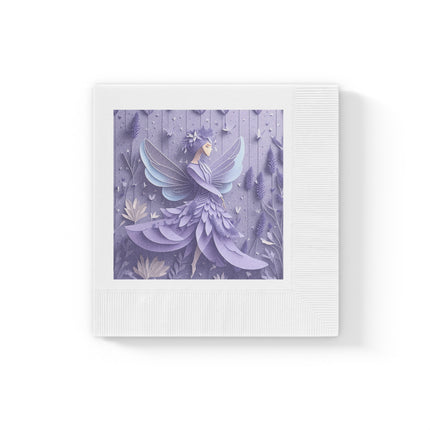 Lavender Fairy White Coined Napkins