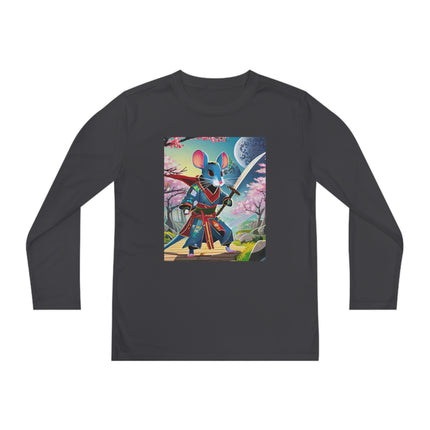 Cyber Samurai Rat Youth Long Sleeve Competitor Tee – Neon Warriors & Futuristic Adventure