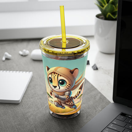 Swift Cheetah Sunsplash Tumbler with Straw, 16oz