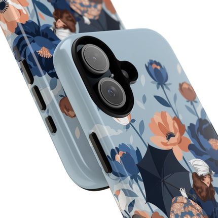 ☂️🌺 The Lady Of The Traveling Garden Phone Case – Art Deco Floral Adventure