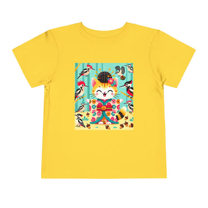 Geisha Kitten in the Woodpecker Grove Toddler Short Sleeve Tee