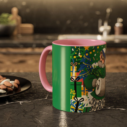 🍀🎄 The Emerald Holly Christmas Colorful Mug – Art Deco Holiday Elegance