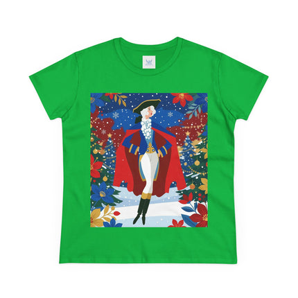 🎄🎭 The Christmas Masquerade Lady Cotton Tee – Art Deco Holiday Glamour