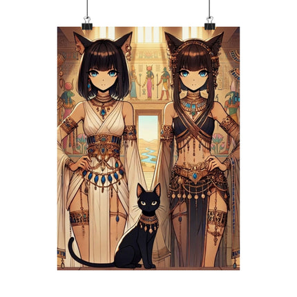 🐱🏛️ Egyptian Priestess Cats Matte Vertical Poster – Temple Guardians & Ancient Grace
