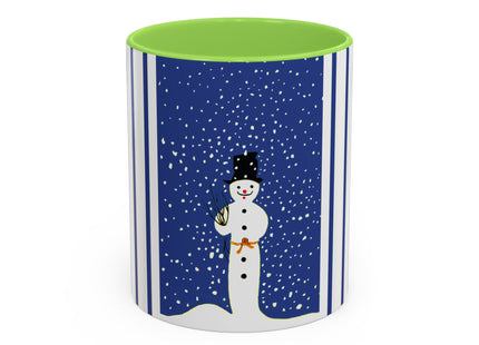 Snowman in Falling Snow Colorful Mugs (11oz, 15oz)