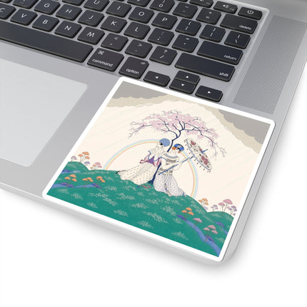 🌈☂️ Beneath The Rainbow Tree Kiss-Cut Stickers – Art Deco Spring Fantasy
