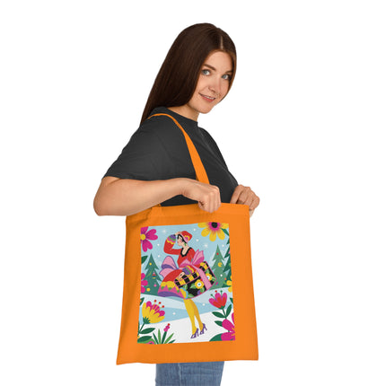 🎄🌺 Christmas In The Winter Garden Cotton Tote Bag – Art Deco Holiday Whimsy