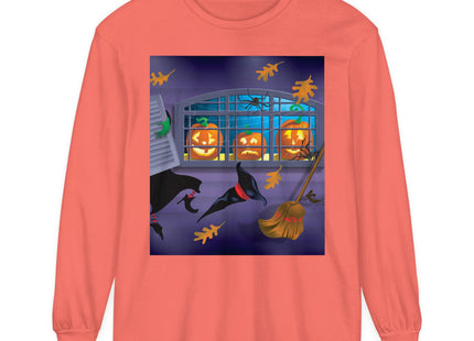 Whimsical Halloween Mischief Unisex Garment-dyed Long Sleeve T-Shirt