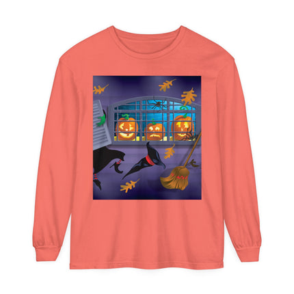 Whimsical Halloween Mischief Unisex Garment-dyed Long Sleeve T-Shirt