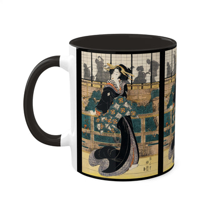 Japanese woman woodcut print by Kikukawa Eizan Colorful Mugs, 11oz