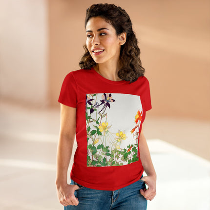 Aquilegia Flowers by Tanigami Kônan Women's Midweight Cotton Tee