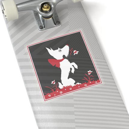 The Enchanting White Terrier with a Red Bow Kiss-Cut Stickers (4 Sizes)