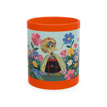 🌼🪭 The Lady Of The Grand Flower Garden Ceramic Mug – Art Deco Garden Whimsy