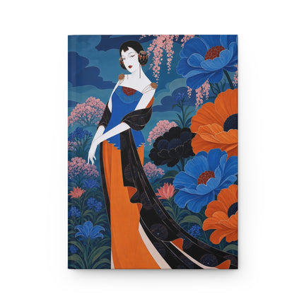 🌸💙 The Midnight Blossom Garden Hardcover Journal – Art Deco Floral Elegance