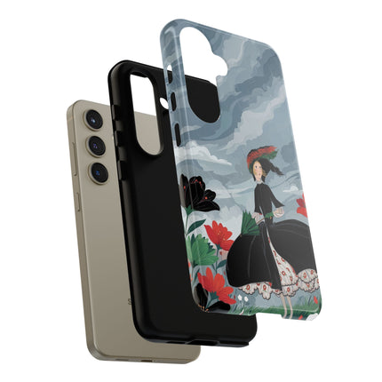 🌧️🌺 The Stormy Flower Walk Phone Case – Art Deco Floral Fashion