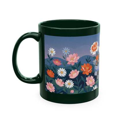 🌸🎭 The Lady Of The Floral Masquerade Garden Ceramic Mug – Art Deco Fashion Whimsy