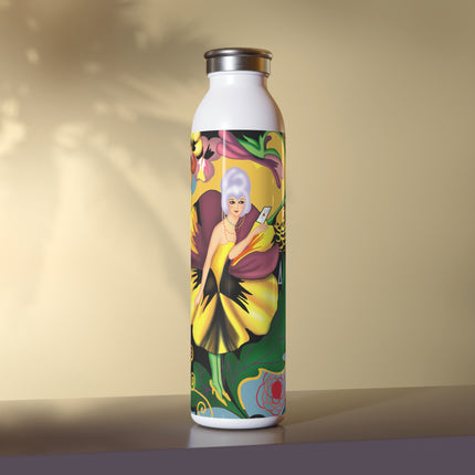 Enchanted Pansy Elegance Slim Water Bottle