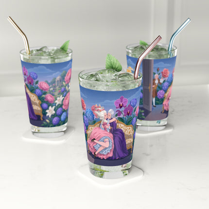 🌹💜 The Secret Embrace Pint Glass – Art Deco Floral Romance