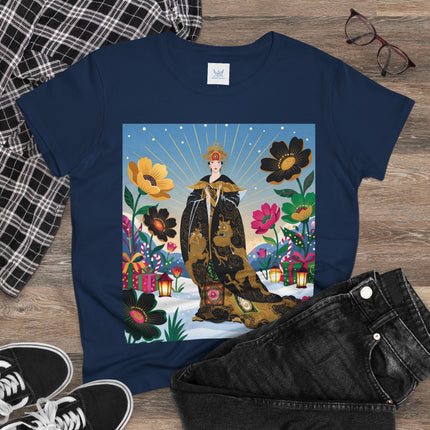 🌸✨ The Golden Garden Empress Cotton Tee – Asian-Inspired Floral Fantasy