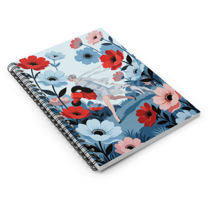 🌺🐕 The Lady Of The Windblown Garden Spiral Notebook – Art Deco Floral Adventure