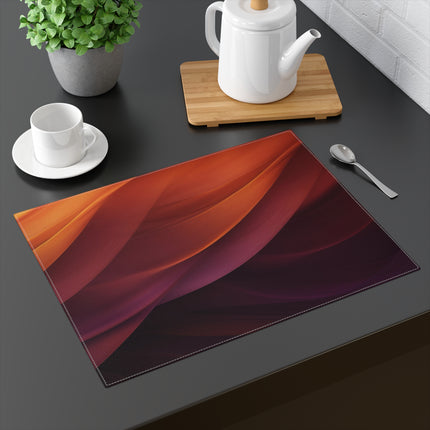 Wave Pattern with Intertwined Hues of Orange, Rose, Maroon, and Purple Placemat, 1pc