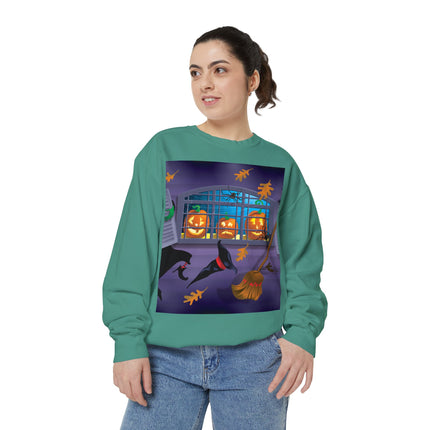 Whimsical Halloween Mischief Unisex Garment-Dyed Sweatshirt