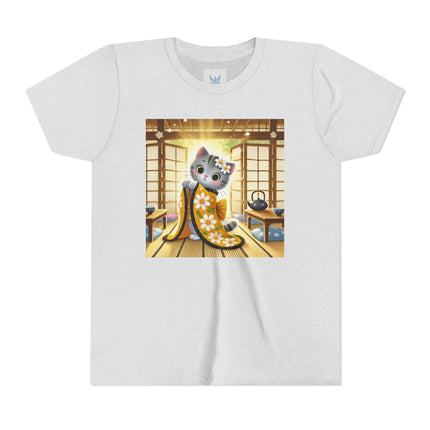 Playful Kitten in the Tea Room Youth Short Sleeve Tee