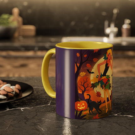 🌕🍂 Autumn Song Beneath The Harvest Moon Colorful Mug – Whimsical Halloween Charm